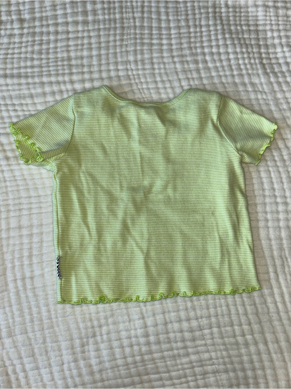 Vintage Gymboree Lime Green Ribbed Lettuce-Edge Tee - Picture 3 of 3